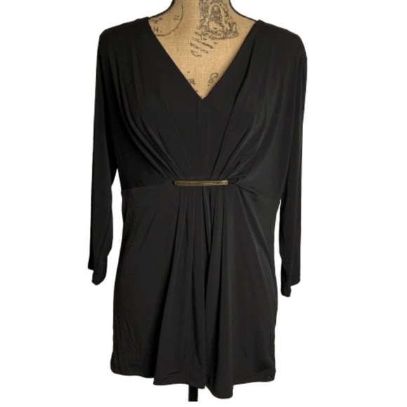 Michael Kors silky black gold 3/4 Sleeve top